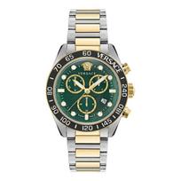Versace VE6K00423 Vyriškas nerūdijančio plieno kvarcinis laikrodis su žaliu ciferblatu sidabras/auksas