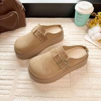 Lazy thick-soled bag head slippers women's 2025 autumn new height increase outer wear one pedal casual with skirt Boken tow 38 brown