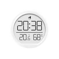 Slim Digital Thermometer & Hygrometer Clock: Indoor Electronic Alarm with Kitchen Display, Wall-Mounted Room Temperature Meter 2303. balta