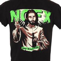 NOFX 100% Cotton T-shirt Mens Tees Top Mens Size Small Black Never Trust A Hippy Jesus Christ Punk Rock S