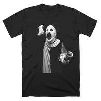 Vintage Art The Clown Shirt, Terrifier Halloween T-Shirt, Halloween Horror Movie L gray
