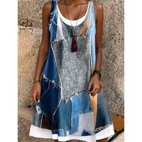 PLstar Cosmos 3D Printed Retro Pattern Women's Sleeveless Dress Summer Casual Beach Dress Holiday Style Collection L