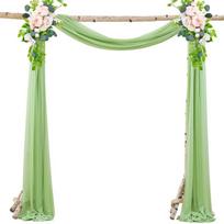 Miško stiliaus vestuvių arkos dekoracija: Lauko vejos šifono marlės užuolaidos 20x250cm (2 ribbons) obuolių žalios spalvos