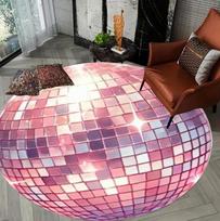 Vintage Disco Style Mirror Ball Round Rug Non Slip Wear Resistant Carpet for Home Party Living Room Bedroom Decor Purple Ect 80cmx80cm white