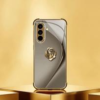 Auksinės rožės rašto stiklinis telefono dėklas, tinkamas Samsung Galaxy S26 S25 S24 S22 S21 S20 FE/Ultra/Plus, apsaugantis nuo kritimo Galaxy S25FE auksas