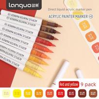 Languo 207/9 Colors  Direct Liquid Acrylic Paint Pens Brush Marker Pen for Rock Painting Stone Glass DIY Art Supplies Stationery beige