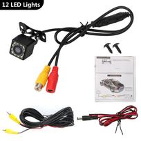 Lens Fisheye automobilio galinio vaizdo kamera LED naktinio matymo universali atsarginė parkavimo atbulinė kamera 170° plataus kampo automatiniai priedai 12 LEDs black