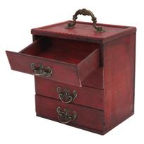 Vintažinė medinė papuošalų dėžutė 4 stalčių didelės talpos retro papuošalų organizatoriaus dėklas namams