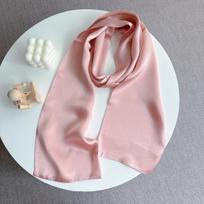 Rožinis satinas 100% šilkmedžio šilkas vienspalvis ilgas šalikas 150x16cm plonas siauras dvisluoksnis glotnus aukštos klasės kaklaraištis juostelė kaklo juosta gray