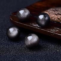 Natūralaus sidabro obsidiano apvalūs palaidi karoliukai „pasidaryk pats“ papuošalų aksesuarams 6MM black