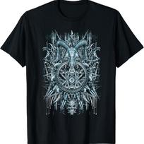 Devil Goat Skull SnakeThorns T-Shirt S juoda