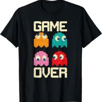 Vintage Game Over 80s Nostalgia Retro Arcade Ghost Old Gamer T-Shirt S