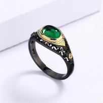 Newest Green Egg-Shape Zircon Black Gold Ring For Ladies Birthday Party Wedding Engagement Jewelry Gift 6