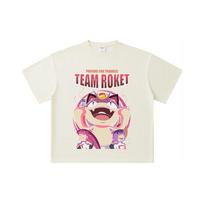 260 GSM Double Yarn 32 Count 100% Cotton Pokemon V8 Team Rocket Print Unisex Heavy Cotton T Shirt S abrikosas
