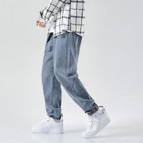 Men's Cargo Jeans Baggy Fashion Casual Denim Pants Streetwear Jogger Harem Pants Hip Hop Male Denim Trousers Plus Size 5XL 8XL mėlyna