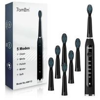 7am2m Sonic Electric 5 6 Replacement Brush Heads 45 Days of Use on a Full Lightweight and Automatic Smart IPX7 Low Black Toothbrush, Modes, Included, juoda