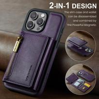 Leather Phone Case for iPhone 16 pro Max 16E 17 Air 15 plus 14 13 12 11 2 in 1 Magnetic RFID Blocking Zipper Card Holder Wallet iPhone Air violetinė