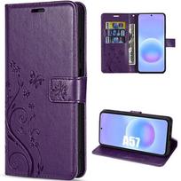 Case for Samsung Galaxy A57 5G, PU Leather Flip Protection Dark Purple Butterfly Flowers Pattern