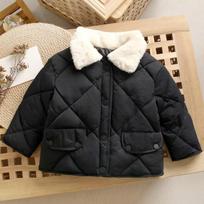 Rudens Žiemos Kūdikių Drabužiai Paltas Mergaitėms Kailiniu Apykakle Lengva Pūkinė Striukė Kūdikiams Vaikams Saldainių Spalvos Striukė 130cm juoda
