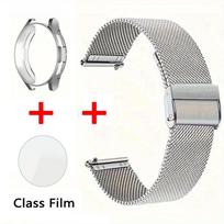 Dėklas+Dirželis Samsung Galaxy Watch 5 4 6 44mm 40mm 5pro 45mm Ekrano Apsauga Nerūdijančio Plieno apyrankė Watch 6 Classic Galaxy Watch 7 40mm sidabras