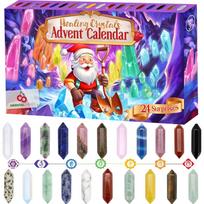 24 Days Crystals Christmas Advent Calendar Gift Box Natural Gemstone Stone Minerals Rock Collection Christmas Countdown Gift One Size blue