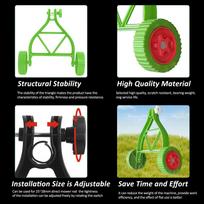 Labor Saving Auxiliary Wheel of Lithium Ion Mower Adjustable Support Wheels Set for Cordless Grass Trimmer žalia