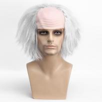 Gray-white bald fluffy short hair chemical fiber synthetic wig | Einstein's funny wig | scientific cos theme activity