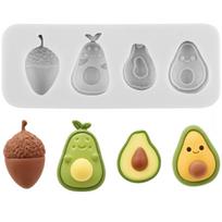 Vaisių ir daržovių silikoninės formelės Avokadas Vyšnia Ridikas Moliūgas Fondanto formelė Torto dekoravimo įrankiai Cupcake viršus Saldainiai Šokoladas Gumpaste formelė pilka spalva
