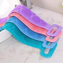 Silicone Back Scrubber Soft Loofah Bath Towel Bath Belt Body Exfoliating Massage Suitable For Shower Body Cleaning Bathroom Shower Strap Decor 70CM violetinė