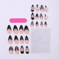 Almond Nail Wear Nail Piece Love Steel Ball French Fake Nail Nail Patch False Nails Nail Piece