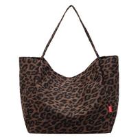 Women's Leopard Print Tote Bag with Wide Shoulder Straps and Spacious Design kava