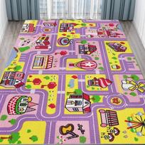 Boy and Girl Game Carpet Blue Pink Green Soft Climbing Mat Urban Road Rail Transit Carpet Office Children's Room Decoration 40x60cm yellow