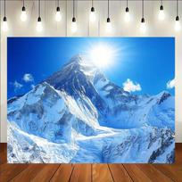 2D Majestic Snow Mountain Backdrop Bright Sun Blue Sky Background 47.2x31.5inch/120*80cm gray