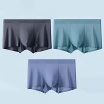 3-Pack Men's Ultra-Thin Seamless Ice Silk Boxers - Transparent Mulberry Silk Briefs 4XL (recommended 180-210 lbs)