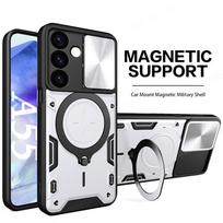Kameros slankiojantis langelis apsauginis dėklas Samsung A55 5G A35 A54 A14 A34 A24 A53 A13 A73 A33 A52 A12 telefonui su magnetiniu žiedu laikikliu A54 5G