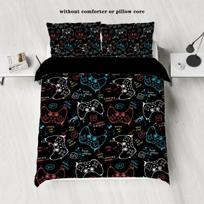 3-piece down duvet cover set with game controller pattern digital printing (1 duvet cover+2 pillowcases, no core) bedding set 135x200cm-EU-Single