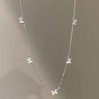 Elegant S925 Sterling Silver Butterfly Necklace - Korean Style Clavicle Chain for Women, Versatile & Trendy gray