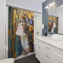Gustav Klimt Inspired Art Nouveau Shower Curtain - Retro Vintage Design, Ideal for Home Decor & Gifts W90xH180cm gray