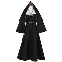 Amazon Halloween the Nun Ghost Nun Cosplay Costume Saint Veda Horror Nun Costume Priest Cosplay Costume Black Nun Uniform XXXL black