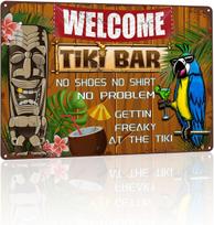 Welcome To Tiki Bar Tin Signs Retro Wall Decor PlaqueNo Shoes No Shirt No Problem Gettin Freaky At The TikiX 20x30cm（7.8x11.8inch）