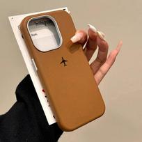 Airplane Lichee Design Leather Phone Case For iPhone 17 16 15 14 Pro Max 13 12 11 XS X XR 7 8 16 Plus SE2 Shockproof Soft Cover iPhone 15 Pro Max brown