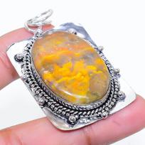 Bumblebee Jasper Handmade 925 Sterling Silver Jewelry Pendant 2.29  G7H18 yellow