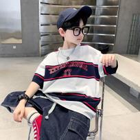 Boys' Cotton Short-sleeved T-shirt, Summer Middle-aged Children's Summer Clothes, Fried Street Half-sleeved T-shirt, Western Style 170