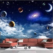 Planetų Sienos Lipdukas Nuimamas Saulės Sistemos Dideli Tapetai Svetainei Valgomajam Miegamajam Galaktikos Kosmoso Sienos Lipdukas 200 cm(W) x 140 cm(H) blue