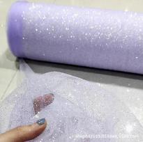 Silver Mesh Sequin Tulle Evening Gown Veil & Wedding Decoration Fabric Half Meter Price violetinė