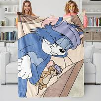 Classic Tom & Jerry Blanket Cartoon Tom and Jerry Printed Flannel Throw for Home Leisure Camping Travel Children's Holiday Gift 30x40in
