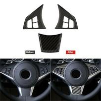 Carbon Fiber Car Steering Wheel Trim Cover Decoration Sticker For BMW E60 5-Series 2004-2010 Interior Decal Styling Moulding