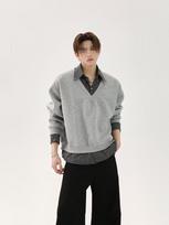 Men's Versatile Fake Two-Piece Lapel Hoodie - Trendy Autumn/Winter Fashion L pilka spalva