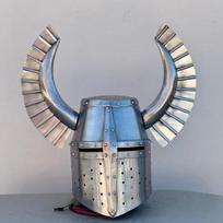 Templar Knight Helmet with Horns, Medieval Crusader Armor, Cosplay