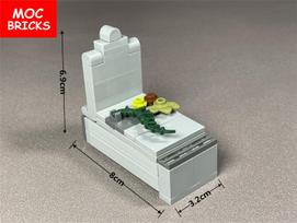 MOC Bricks Moveable Grave Halloween Skeleton Luminous Ghost Assembled Building Blocks Attachments Children's Toys white